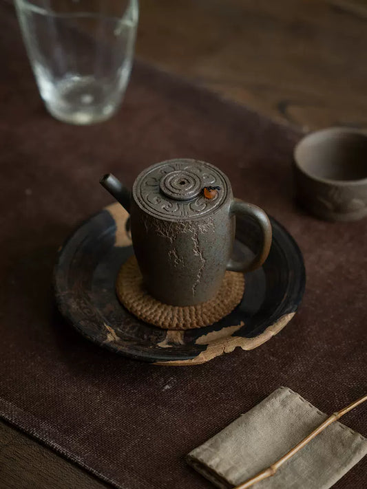 Japanese-style wood-fired purple clay pot